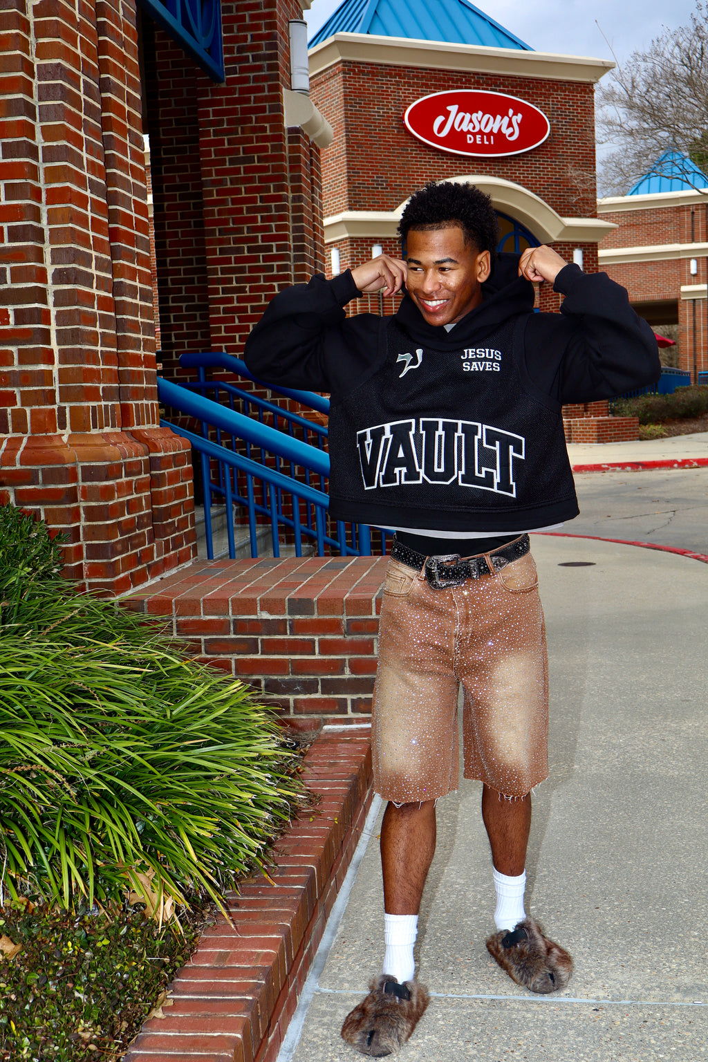 Black Jersey Hoodie