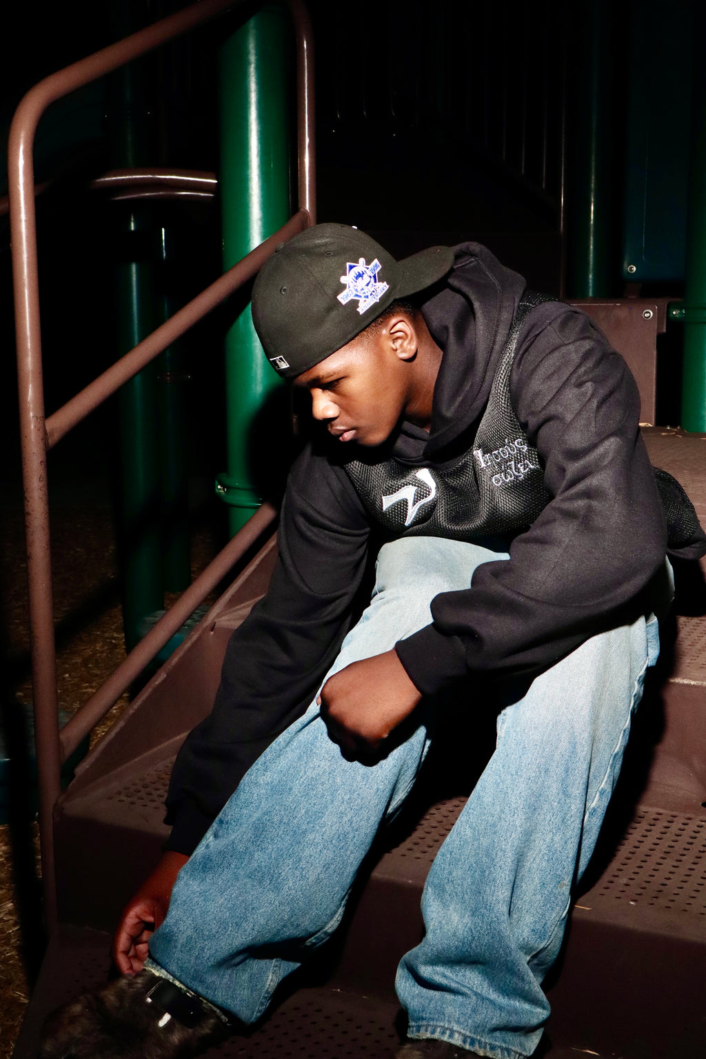 Black Jersey Hoodie